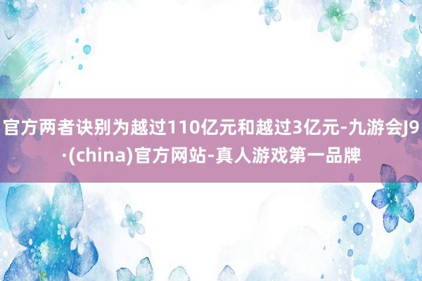 官方兩者訣別為越過110億元和越過3億元-九游會J9·(china)官方網站-真人游戲第一品牌